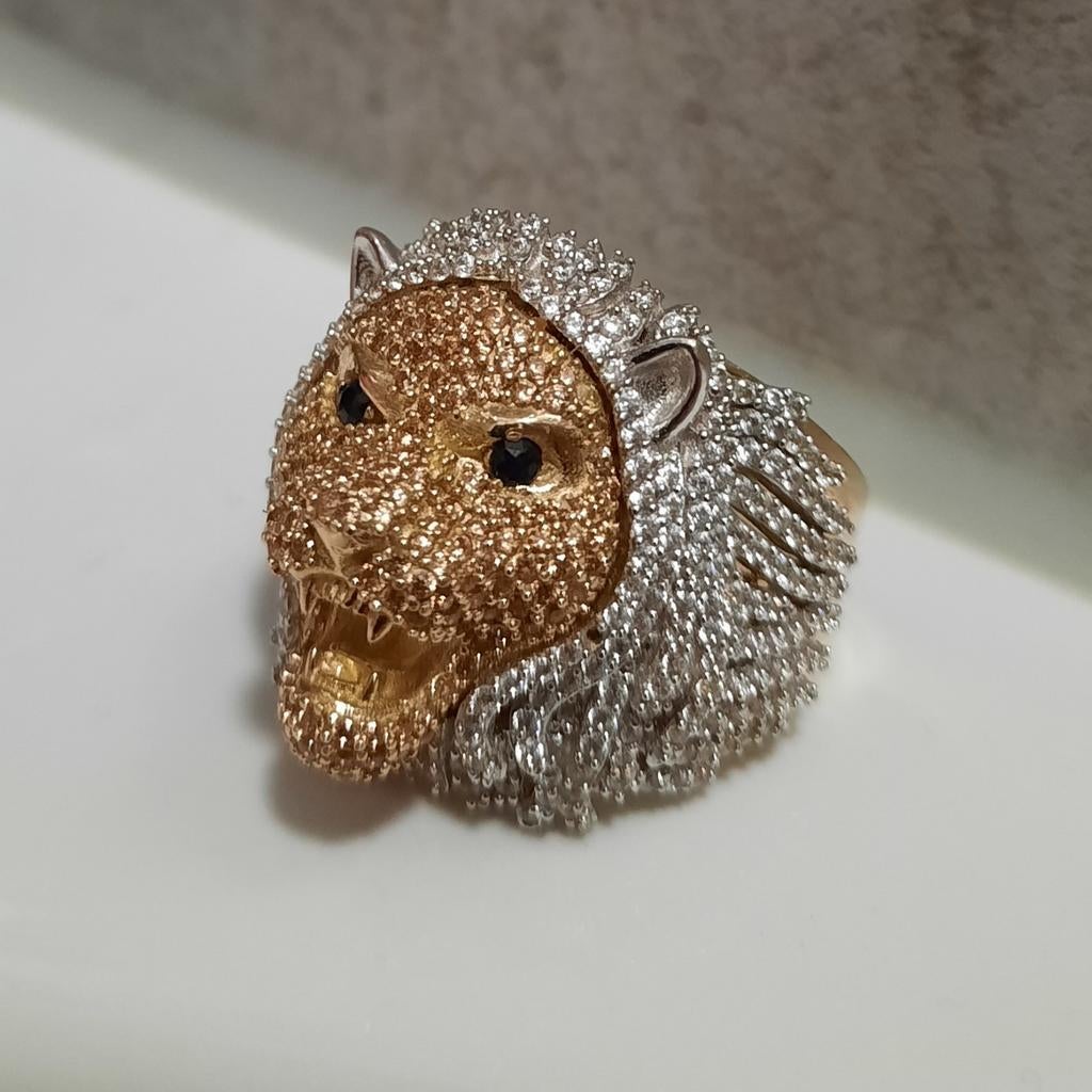 14kt gouden zware ring bezet met steentjes, 21 gram!, 19 tot 20, Heer, Ophalen of Verzenden, Zo goed als nieuw