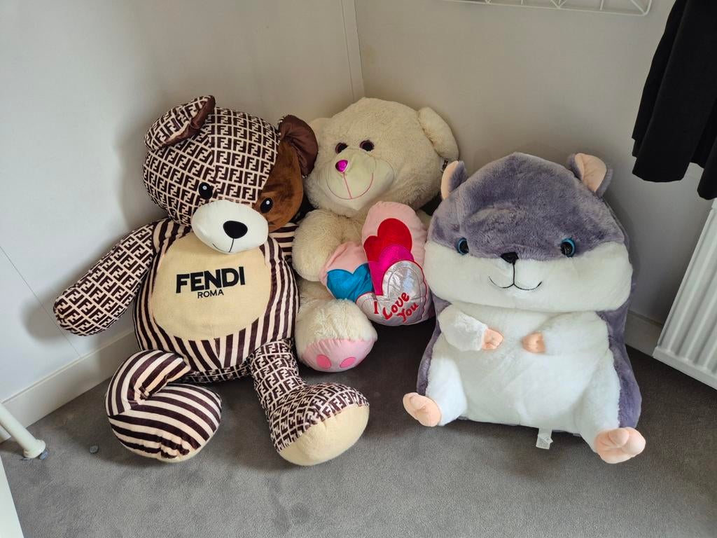 Grote knuffels: Fendi beer, witte beer en hamster, Ophalen, Gebruikt, Beer