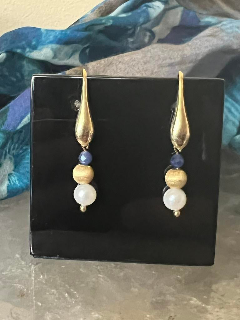 Akoya zoutwater parel saffier geluk balans harmonie uniek, Hangers, Nieuw, Ophalen of Verzenden, Met edelsteen