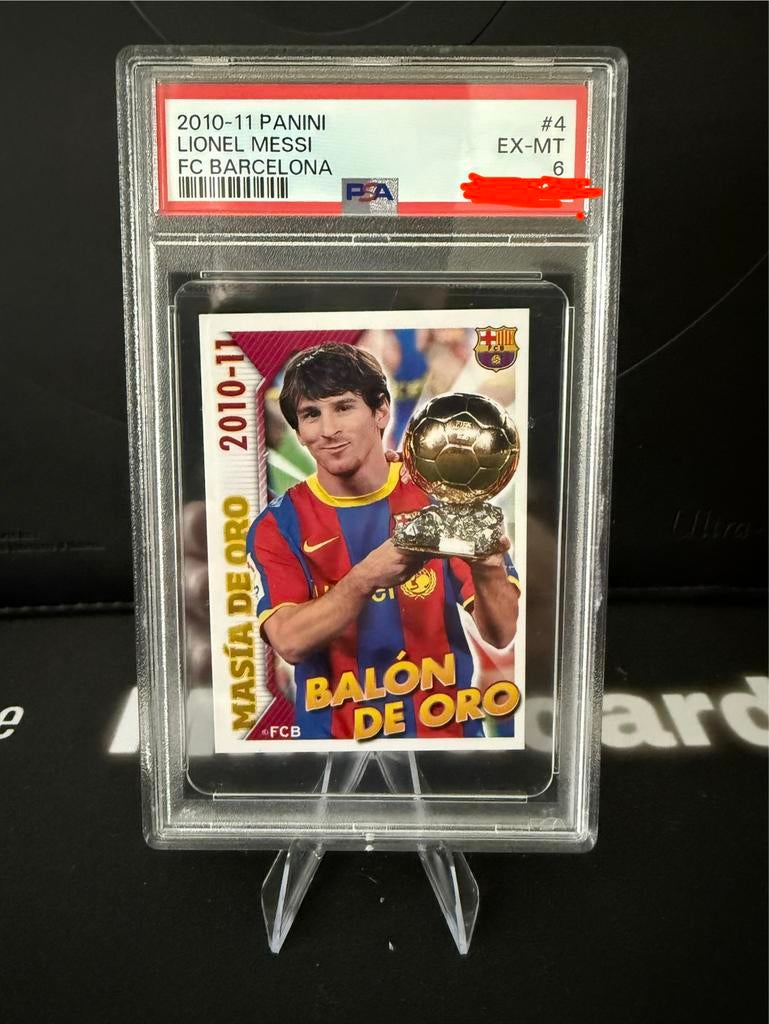 Lionel Messi Panini Masia de Oro Balón de Oro PSA 6, Ophalen of Verzenden, Gebruikt, Buitenlandse clubs, Spelerskaart