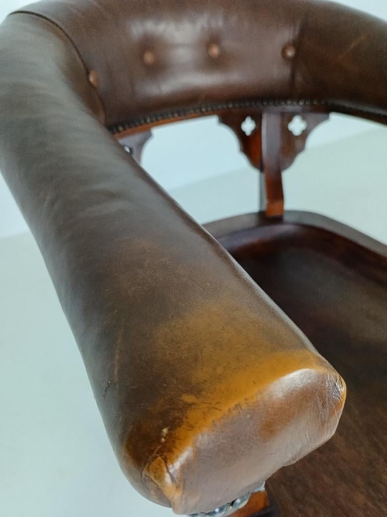 Engelse Victoriaanse Mahoniehouten Bureaustoel library chair, Ophalen of Verzenden