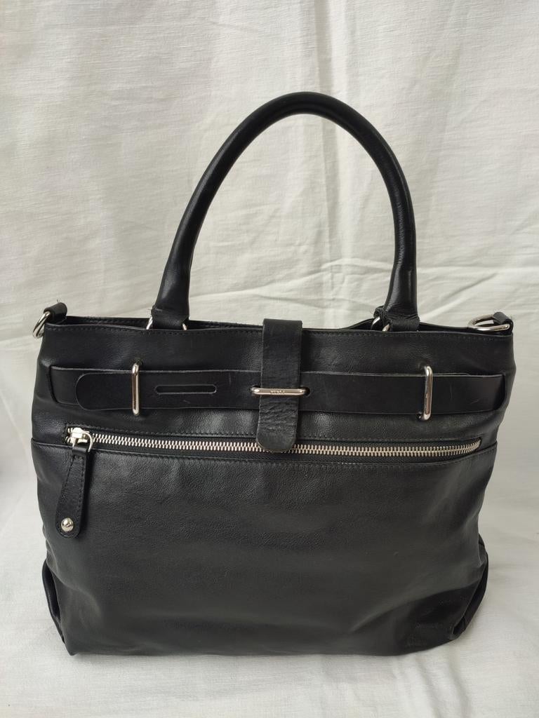 Furla zwart zwarte handtas leer leren Tijdloos mooi, Ophalen of Verzenden, Gebruikt, Zwart, Handtas