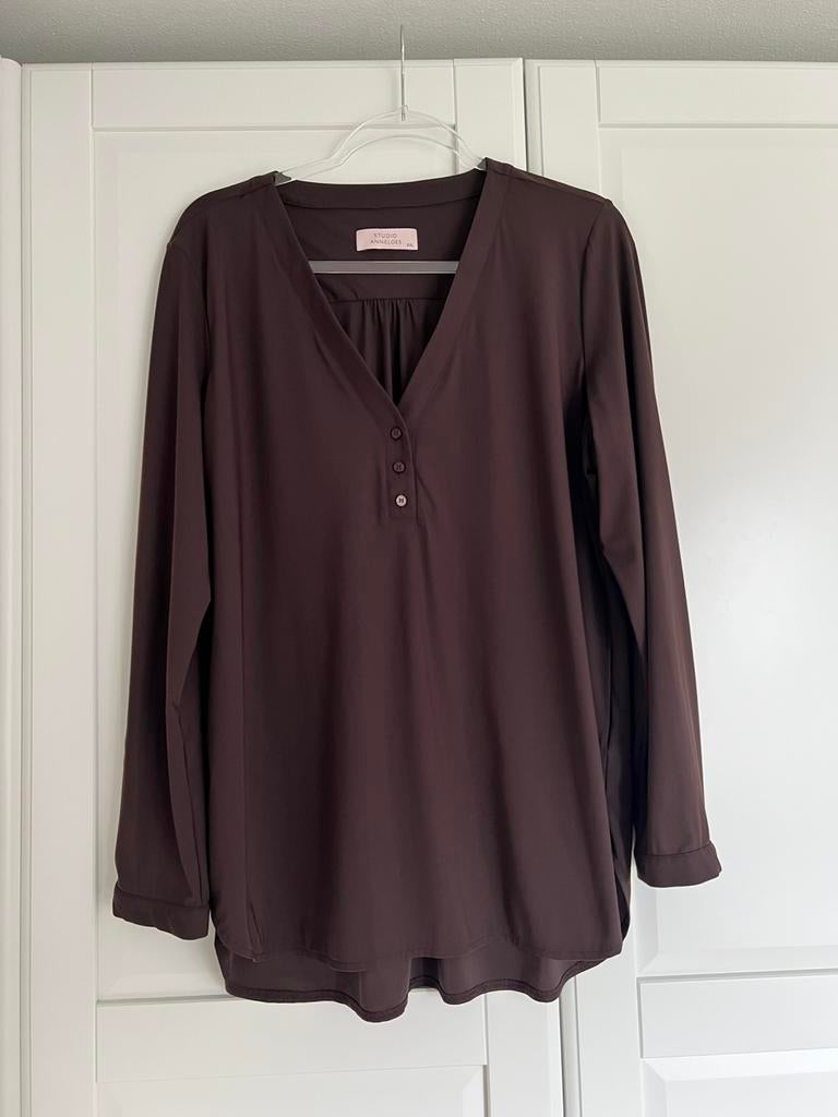Studio anneloes evi blouse XXL espresso bruin, Bruin, Maat 46/48 (XL) of groter, Ophalen of Verzenden, Zo goed als nieuw