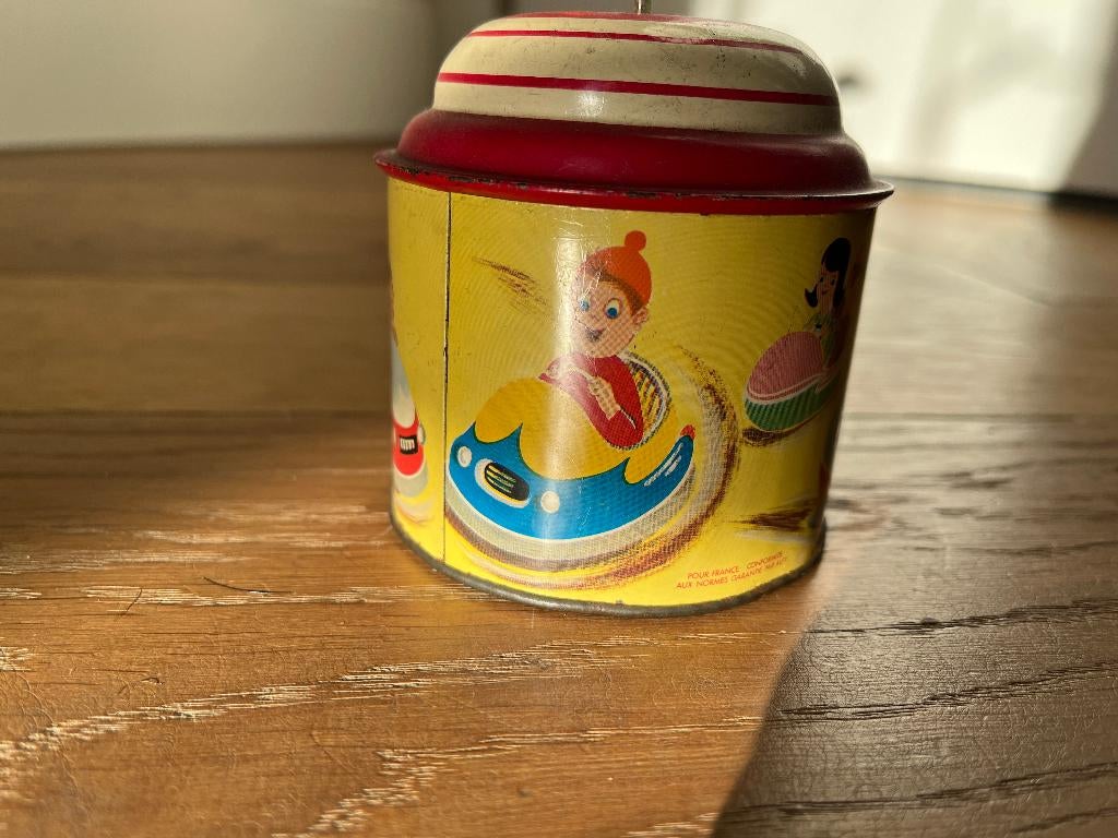 Blikken muziek doosje met botsauto’s, Ophalen of Verzenden