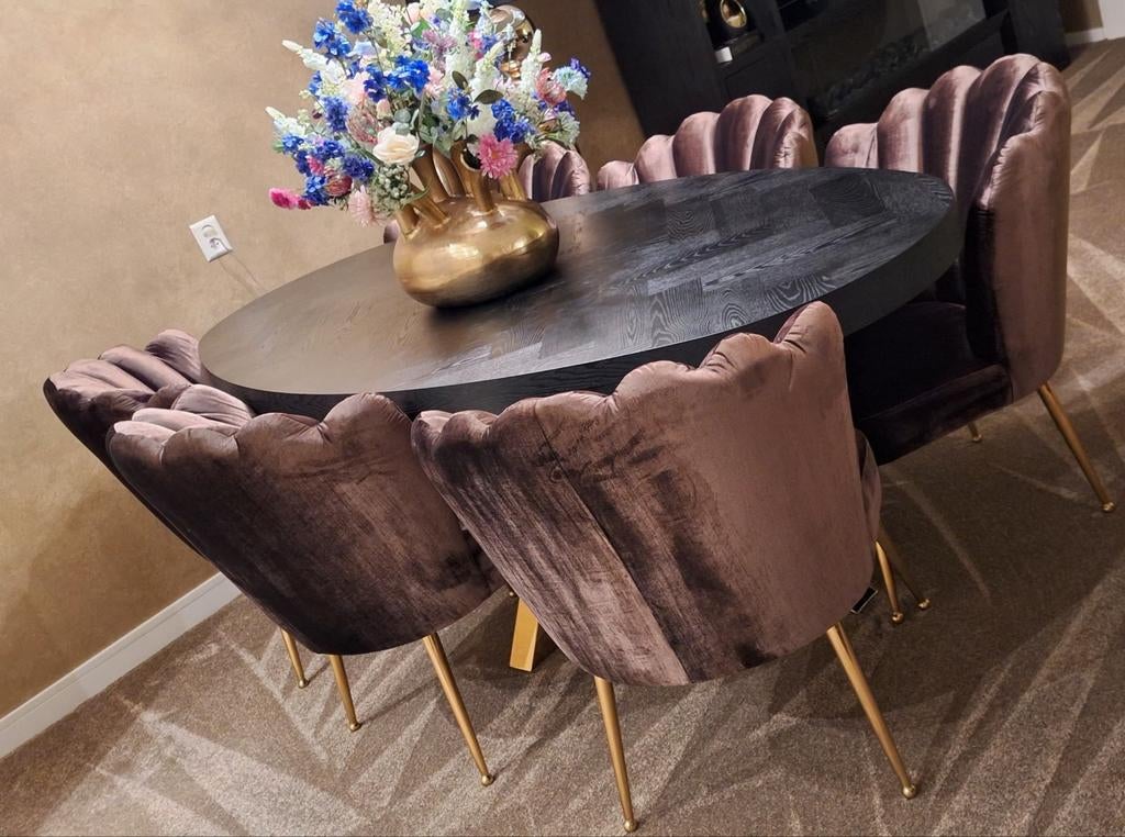 Eric kuster style 6x eetkamerstoelen In nieuwstaat, Ophalen of Verzenden, Zo goed als nieuw, Grijs, Vijf, Zes of meer stoelen