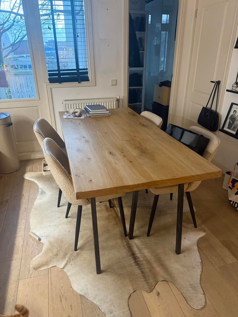 HOUTEN EETTAFEL TE KOOP!, Huis en Inrichting, Tafels | Eettafels, Eikenhout, Zo goed als nieuw, 150 tot 200 cm, Vier personen