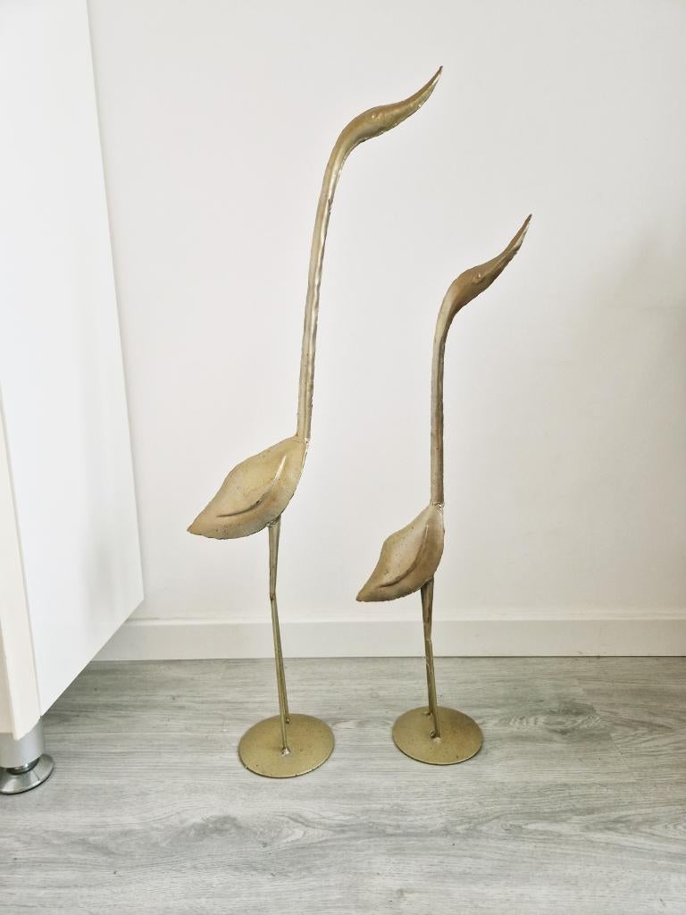 Mooie Decoratieve Goudkleurige Metalen Steltvogels, Ophalen of Verzenden, Zo goed als nieuw, Dier