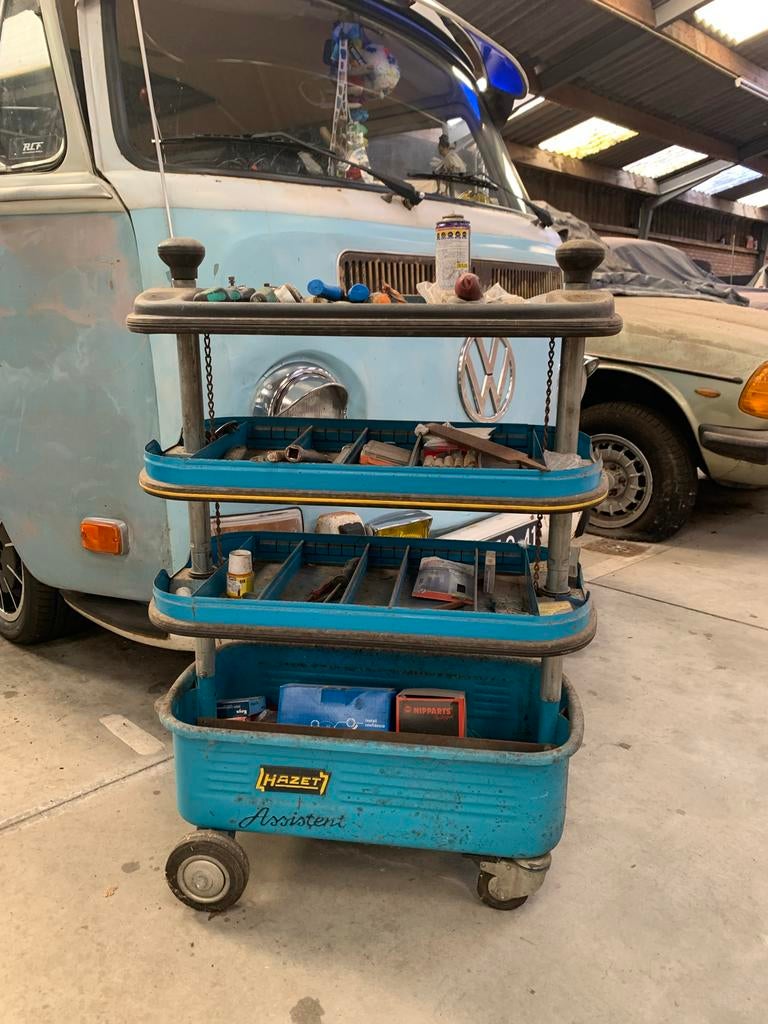Vintage Hazet Assistent Gereedschapswagen - Blauw, Ophalen of Verzenden, Gebruikt