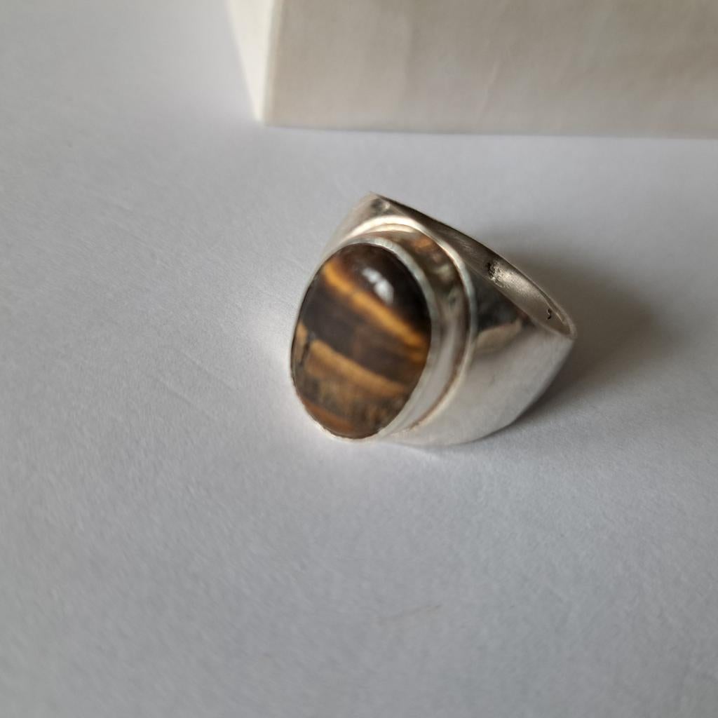 Tijgeroog edelsteen ring, Verzenden, Bruin, Overige materialen