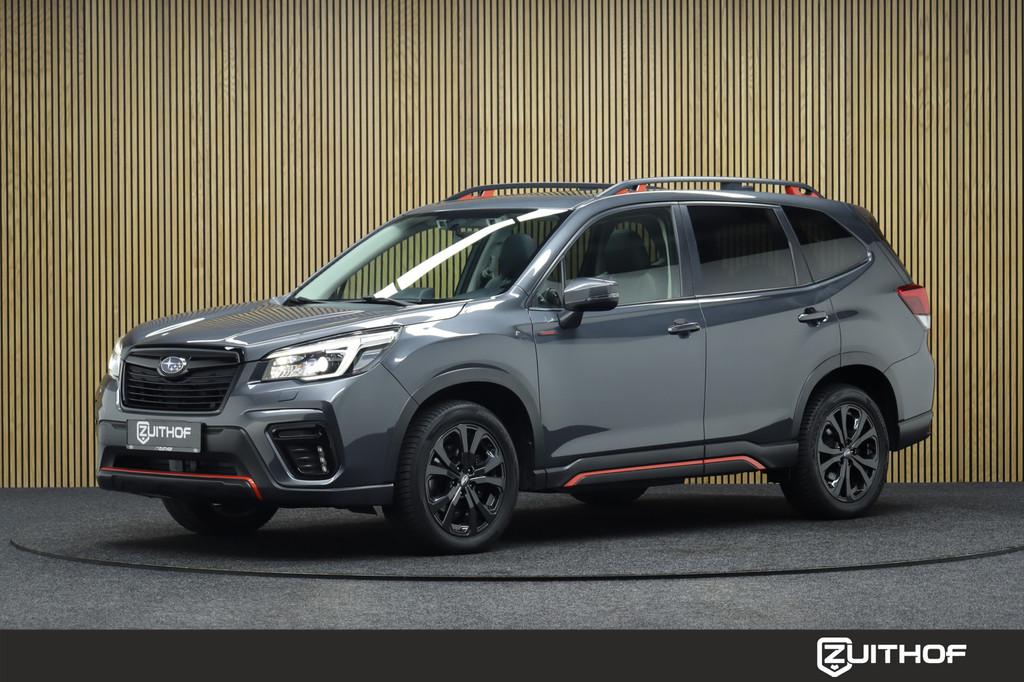 Subaru Forester 2.0i e-BOXER Sport AWD | Elek. Glazen Panora, Auto's, Subaru, 12 maanden, Zwart, 4 cilinders, Leder en Stof