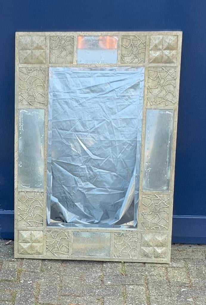 Mooie spiegel met facet geslepen glas, ca. 100 x 75 cm, Antiek en Kunst, Ophalen, Rechthoekig, 50 tot 100 cm, 100 tot 150 cm