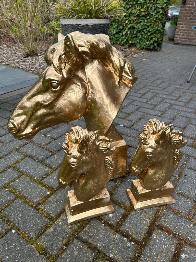 Gouden paardenkoppen, Tuin en Terras, Tuinbeelden, Ophalen, Nieuw, Overige materialen, Overige typen