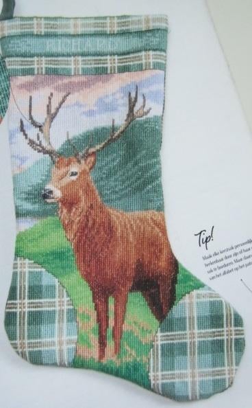 Borduurpatroon  Hert op Kerst sok   nr 9737, Verzenden, Nieuw, Handborduren, Patroon