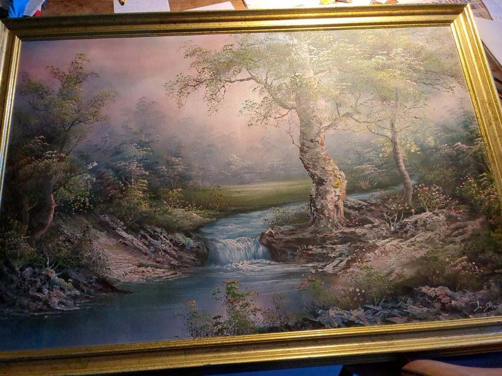 Prachtig schilderij bos landschap, Antiek en Kunst, Kunst | Schilderijen | Klassiek, Ophalen of Verzenden