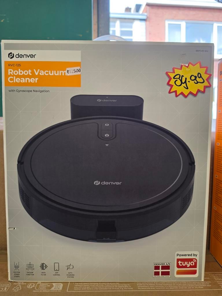 Denver RVC-125 Robotstofzuiger met Gyroscoop Navigatie, Ophalen of Verzenden, Nieuw, Reservoir, Robotstofzuiger