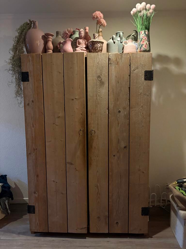 Steigerhouten opbergkast/computerkast, Gebruikt, Ophalen of Verzenden, Minder dan 150 cm, 150 tot 200 cm