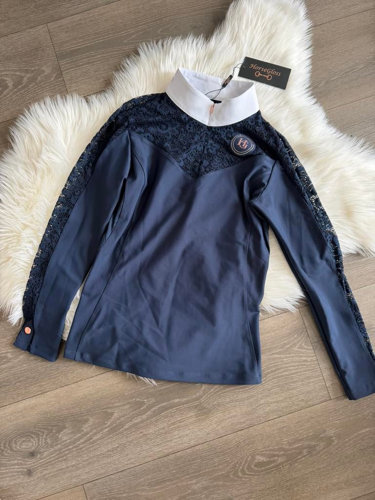 Horsegloss wedstrijdshirt navy L (anky pikeur maya delorez, Ophalen of Verzenden, Zo goed als nieuw, Dressuur, Bovenkleding