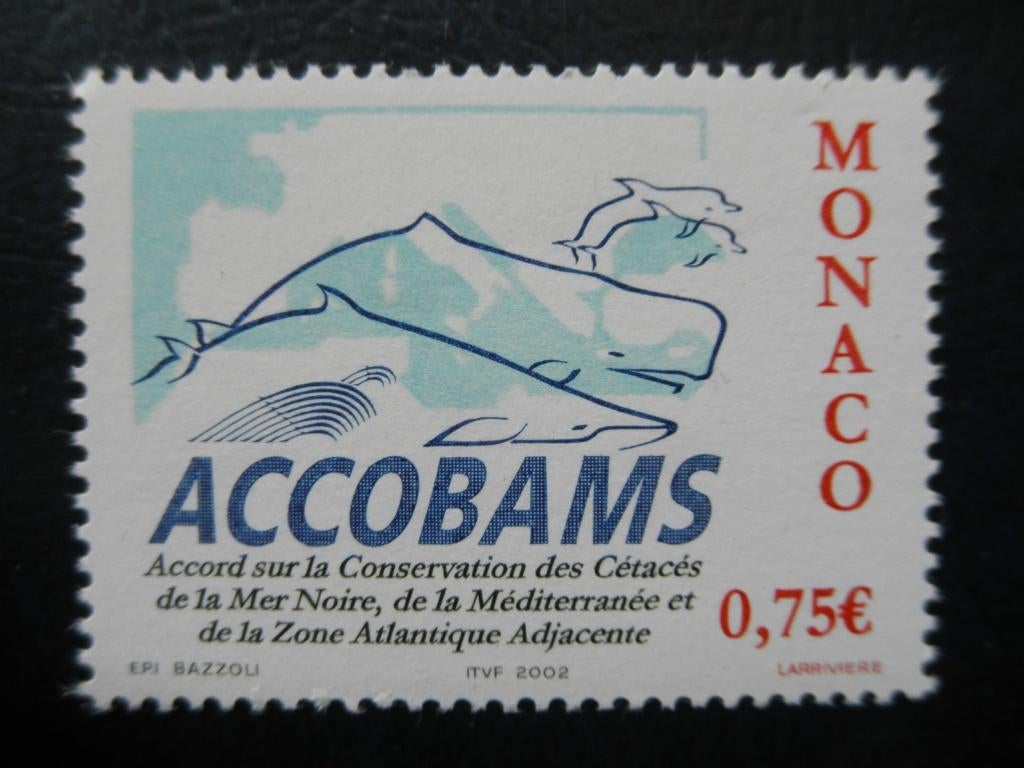Postzegels Monaco 2002 walvis, dolfijn - cw. € 2,20 postfris, Ophalen of Verzenden, Postfris