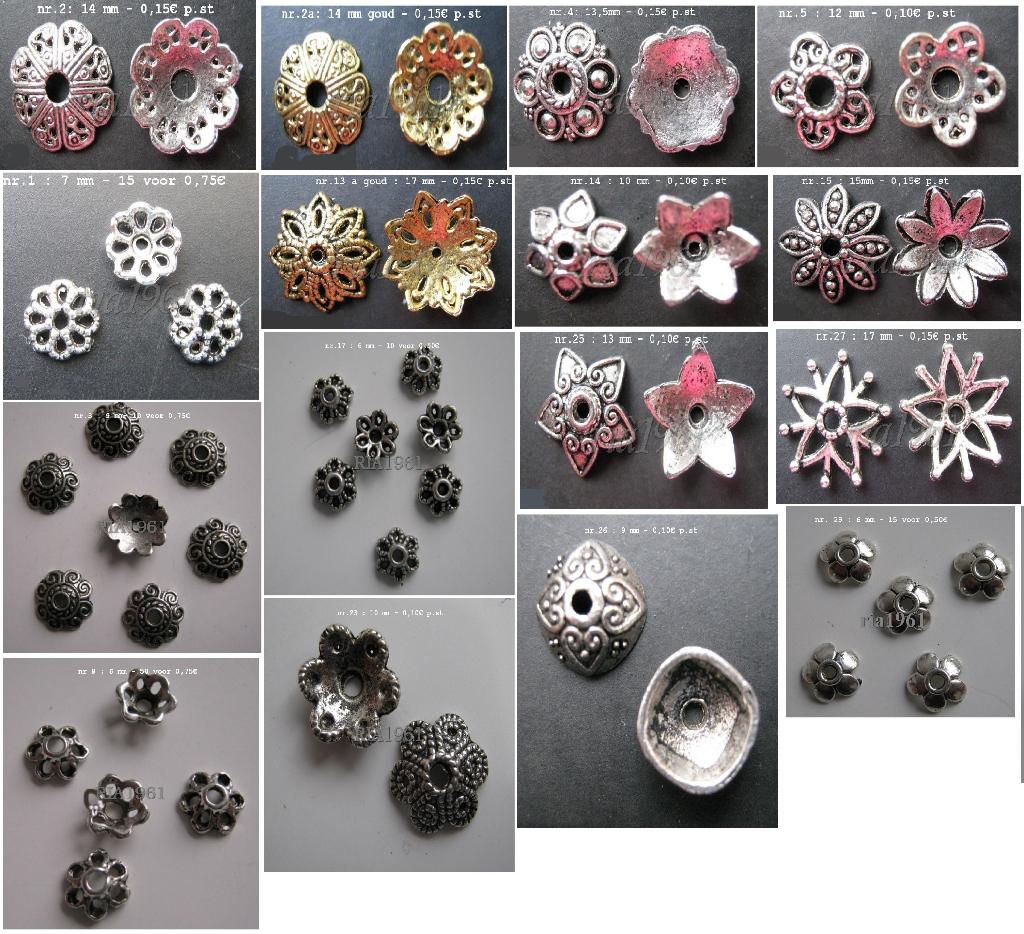 beadcaps v.a. 0,03€ - 0,20€, Hobby en Vrije tijd, Kralen en Sieraden maken, Ophalen of Verzenden, Nieuw, Tussenstuk of Tussenkraal