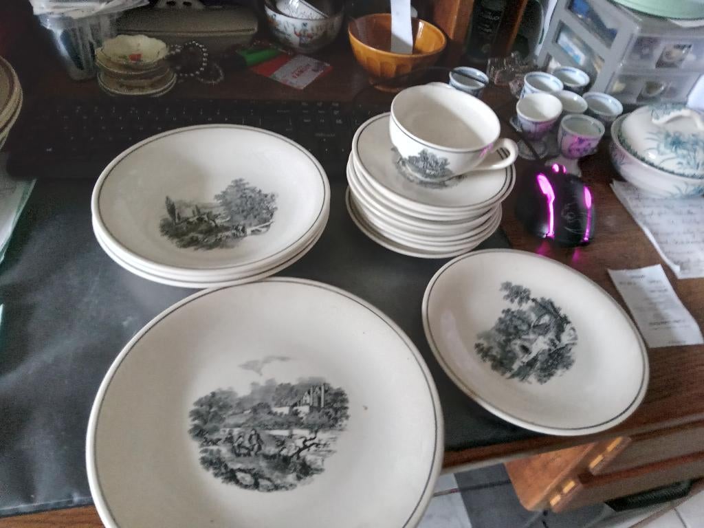 serviesdelen van oude Boch uit Belgie landschap, Ophalen of Verzenden