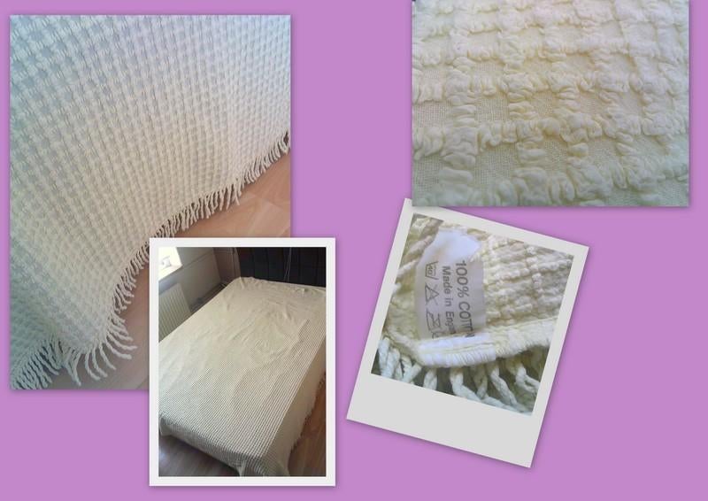 Vintage lichtgele chenille sprei ca.240x 220cm, Gebruikt, Geel, Overige typen, Tweepersoons