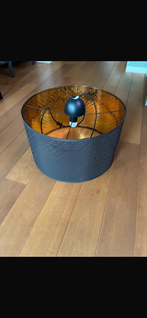 NYMÖ Lampenkap, zwart, messing 59 cm, Ophalen, Gebruikt, Zwart, Rond