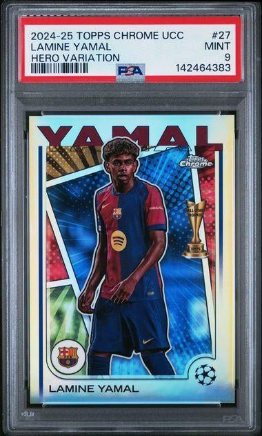 Topps Chrome Lamine Yamal Hero Variation 27 Rare SP PSA 9, Ophalen of Verzenden, Nieuw, Buitenlandse clubs, Spelerskaart