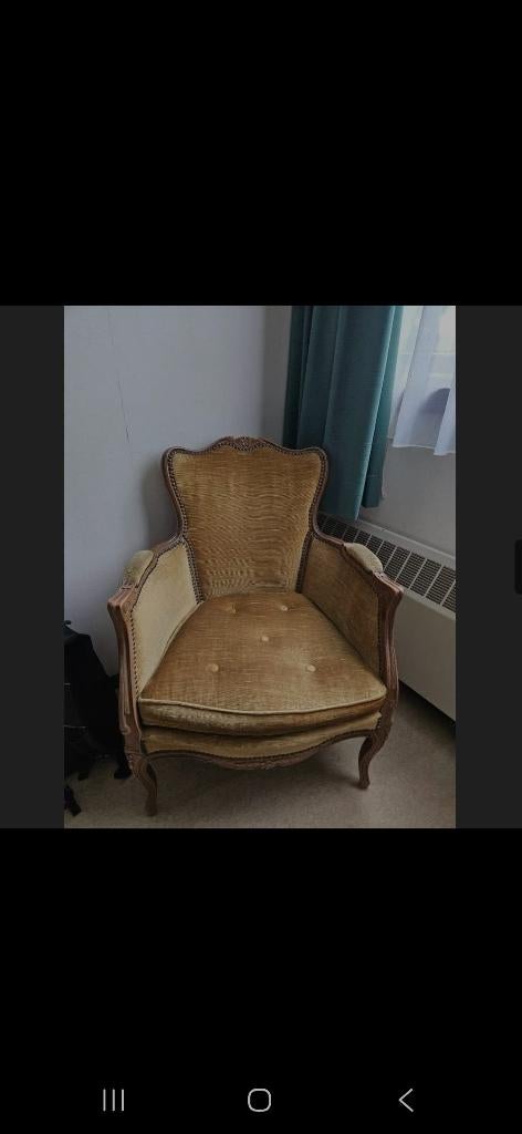 Louis X1V Bergere fauteuils, Huis en Inrichting, Fauteuils, Ophalen, Gebruikt, 75 tot 100 cm, Stof