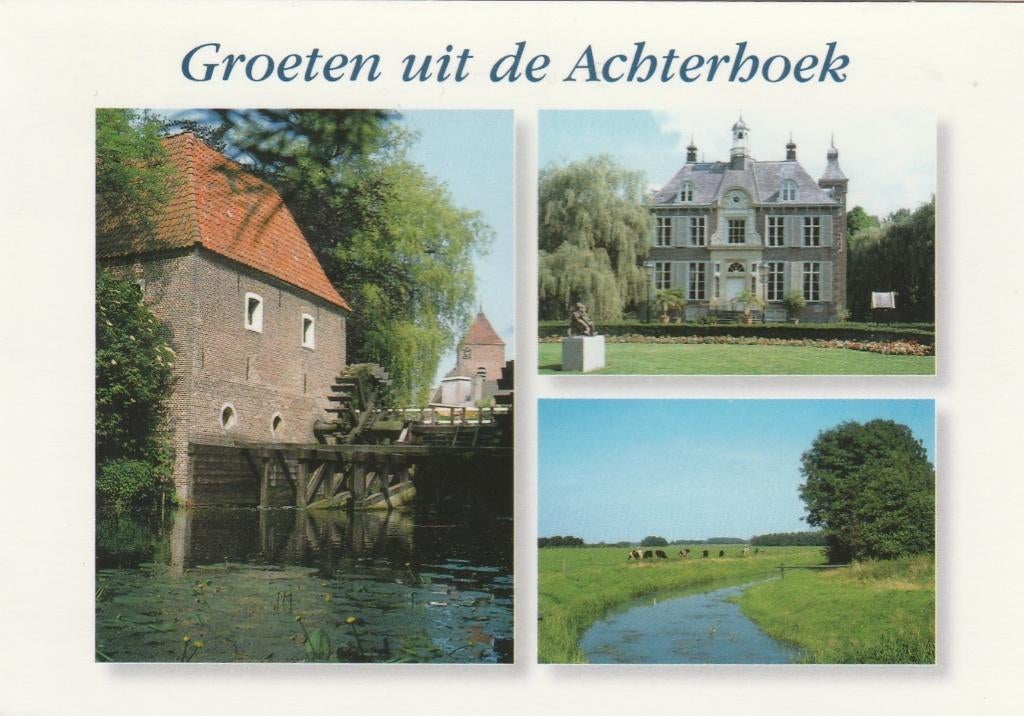 ACHTERHOEK Watermolen Kasteel Landschap Groeten, Verzenden, 1980 tot heden, Gelopen, Gelderland