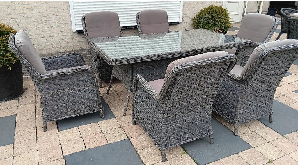 Royale 6 persoons tuinset, Ophalen, Gebruikt, 6 zitplaatsen, Wicker