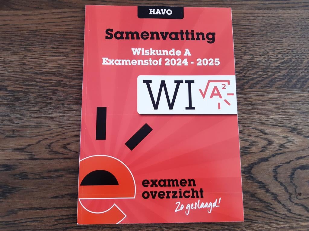 Examenoverzicht Havo 2024-2025 Samenvatting Wiskunde A, Boeken, Ophalen of Verzenden, Nieuw, HAVO, Wiskunde A