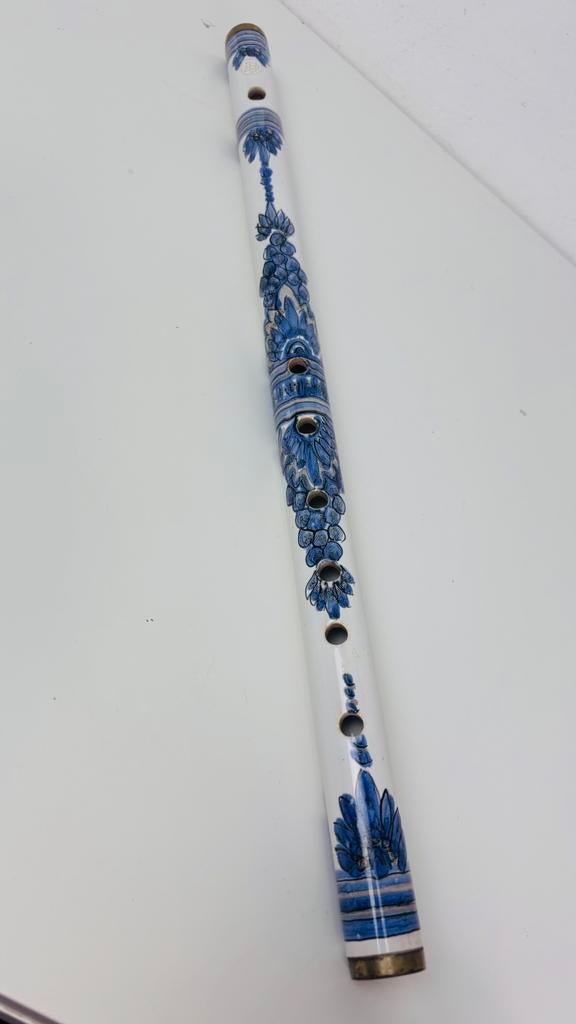 Antieke blauwe Delftsblauwe Hollandse bloem keramische fluit, Ophalen of Verzenden, Zo goed als nieuw