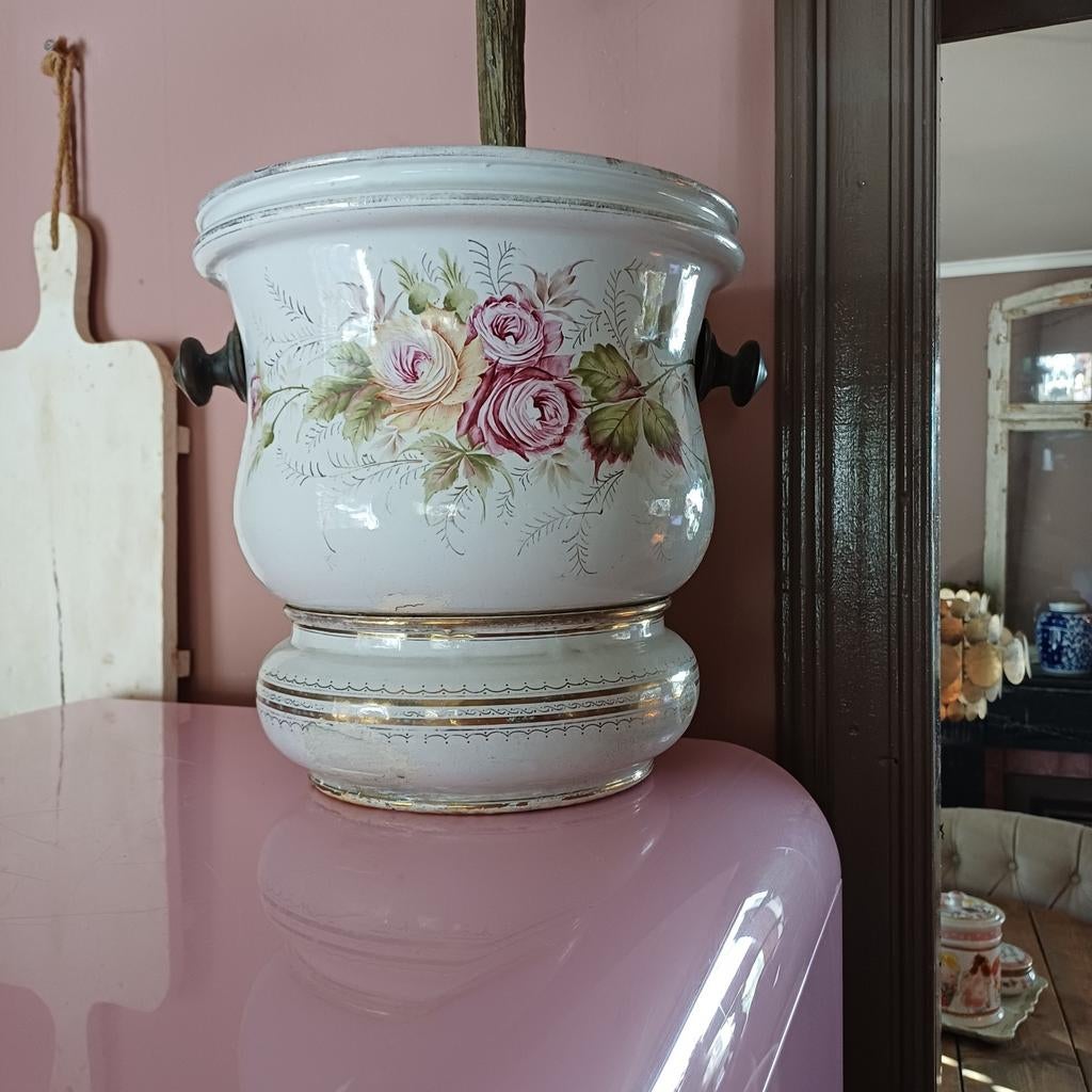 Oud Frans brocante bloempot ijzeren  pot bloemen, Antiek en Kunst, Ophalen