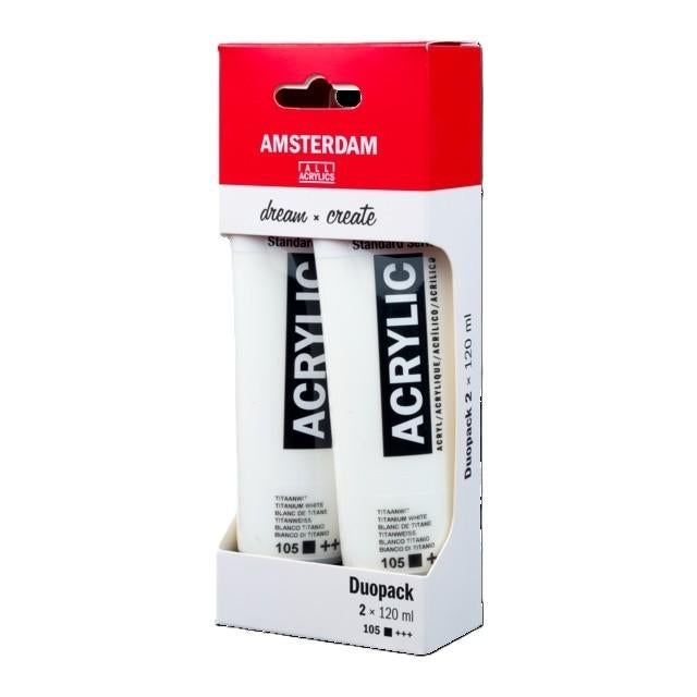 Aanbieding: Amsterdam Acrylverf Duopack Titaanwit 2 x 120ml!, Hobby en Vrije tijd, Royal Talens, NL, Nieuw, Ophalen of Verzenden