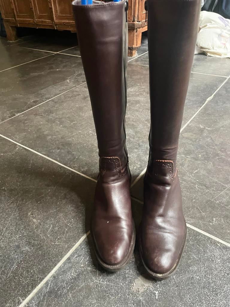 Bruine leren laarzen maat 39, Hoge laarzen, Bruin, Ophalen of Verzenden, Zo goed als nieuw