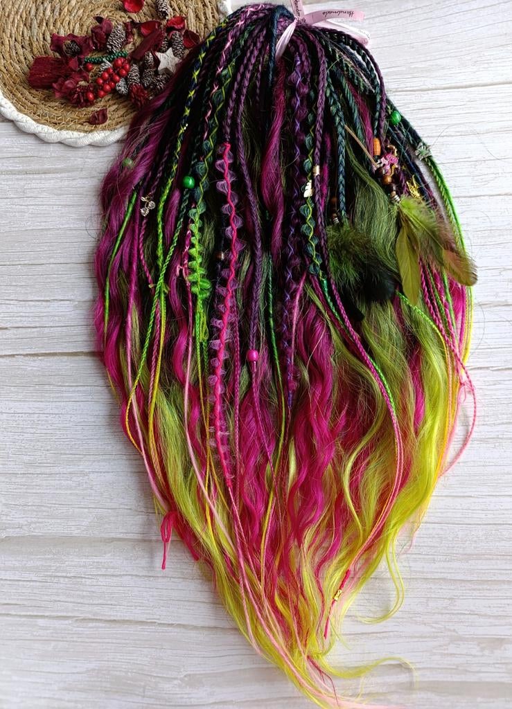 Dread krullen, golvende dreadlock extensions, 60 DE set, Ophalen of Verzenden, Nieuw, Pruik of Haarverlenging