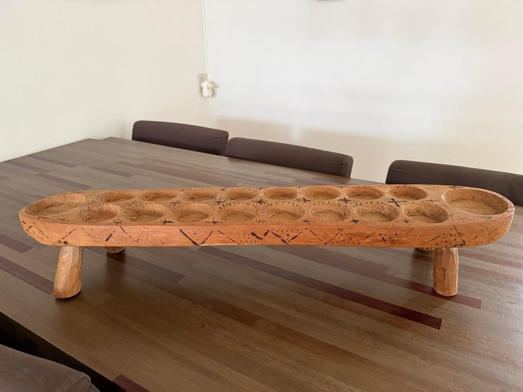 Handgesneden Houten Mancala Bordspel -Afrikaans, Hobby en Vrije tijd, Gezelschapsspellen | Bordspellen, Een of twee spelers, Ophalen