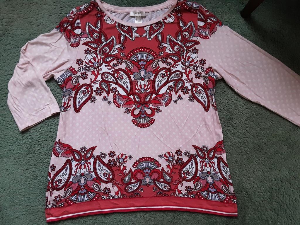 Mona, tuniek, shirt. Maat 44  roze met patroon, Maat 42/44 (L), Ophalen of Verzenden, Zo goed als nieuw, Mona