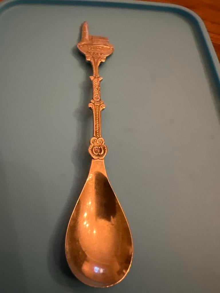 Verzilverd Lepeltje Texel Vuurtoren Eierland Souvenir, Antiek en Kunst, Ophalen of Verzenden