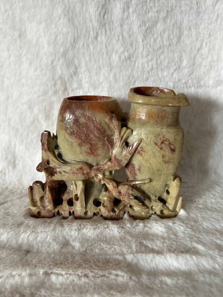 Vintage Chinees Speksteen Snijwerk jaren ‘40/’50, Antiek en Kunst, Ophalen of Verzenden