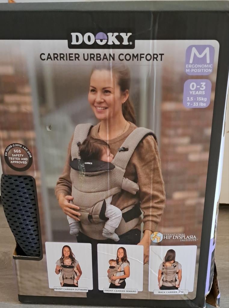 Dooky draagzak Carrier Urban Comfort antraciet, Kinderen en Baby's, Babydragers en Draagdoeken, Overige merken, Buik of Rug, Ophalen of Verzenden