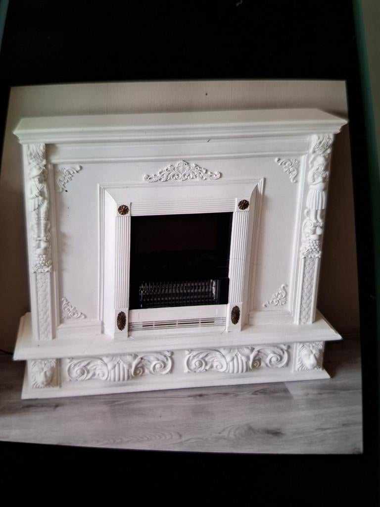 Witte elektrische sfeerhaard, Ophalen, Vrijstaande haard, Elektrische haard