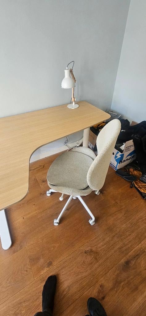 HATTEFJÄLL Office chair Gunnared beige/white, Ophalen, Gebruikt, Bureaufiets, Beige