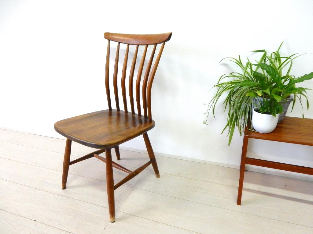 retro vintage stoel Akerblom spijlenstoel jaren 50 zweden, Gebruikt, Bruin, ., Vintage