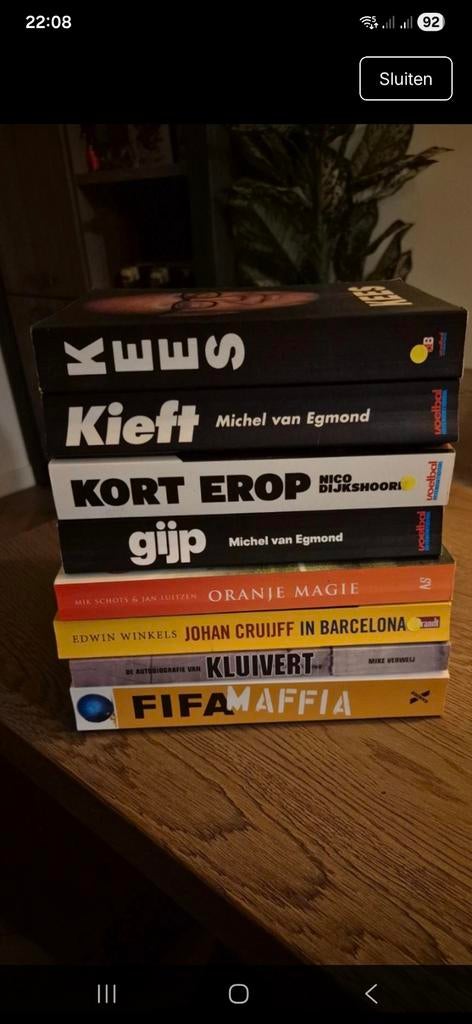 8 voetbalboeken: Kieft, Gijp, Cruijff, Kluivert, FIFA, Ophalen of Verzenden, Gelezen, Diverse auteurs, Balsport