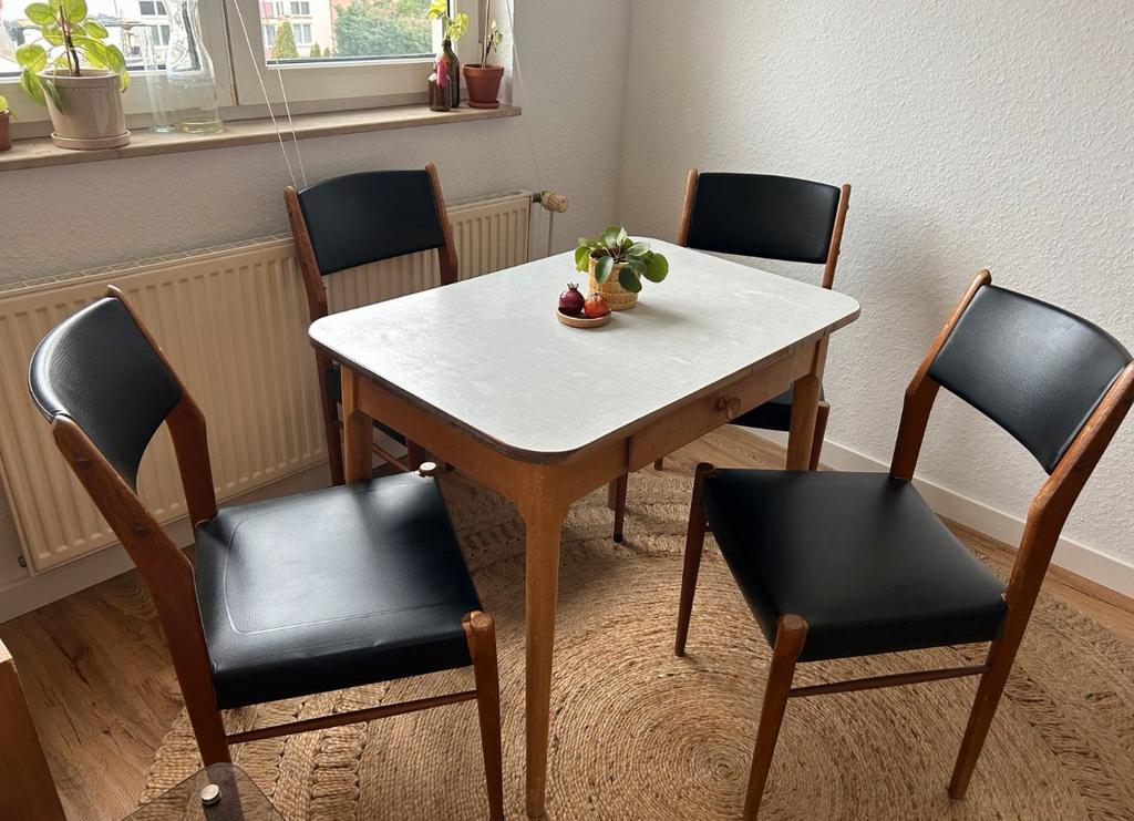 4 stoelen - Mid Century Modern, Huis en Inrichting, Stoelen, Ophalen, Gebruikt, Zwart, Vier