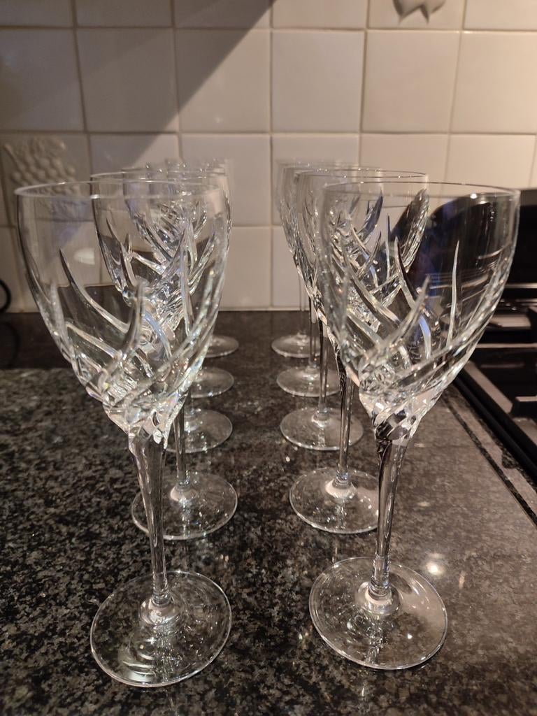 10 AH Toscane witte wijnglazen kristal, Huis en Inrichting, Keuken | Servies, Glas of Glazen, Ophalen of Verzenden, Wedgwood, Glas
