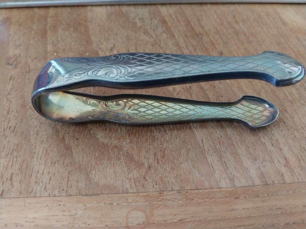 Antieke Suikertang met Sierlijk Graveerwerk, Ophalen of Verzenden