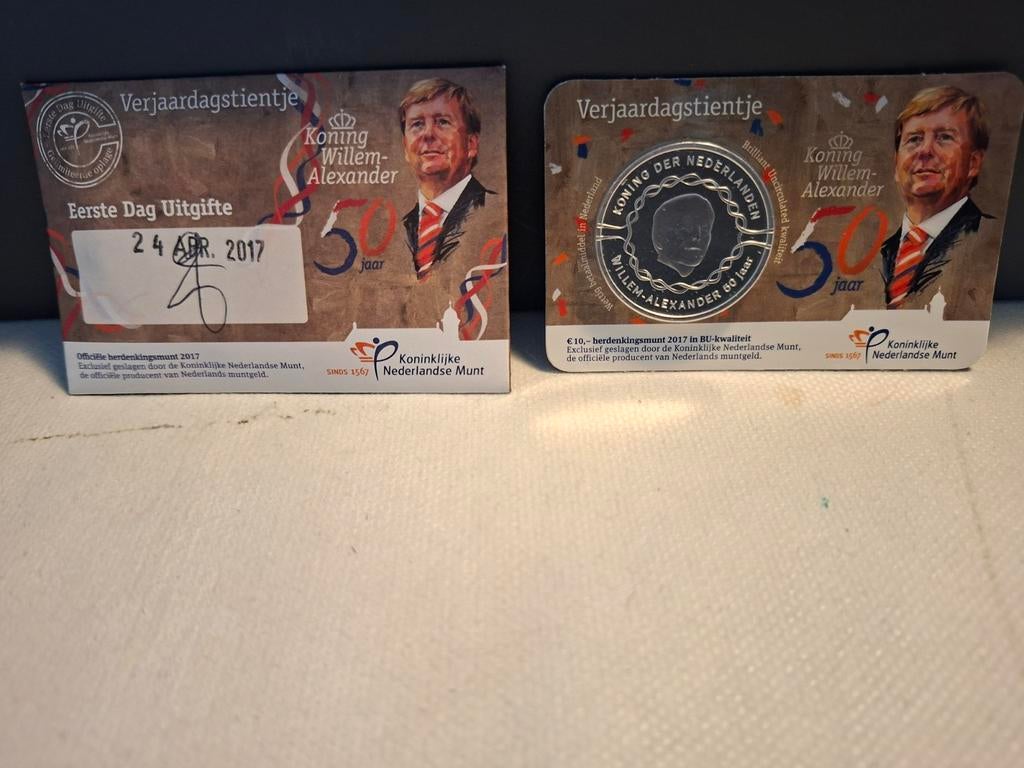 Verjaardagsmunt Koning Willem-Alexander 50 jaar, Verzenden, Koningin Beatrix, Zilver, Euro's