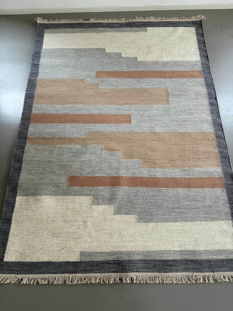 Handgeweven wollen vloerkleed, rollakan design “Wadden”, Nederlands design, modern, 150 tot 200 cm, Ophalen of Verzenden, Vesterekki